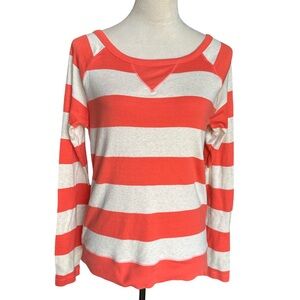 The Limited Coral and White Striped Long Sleeve Top